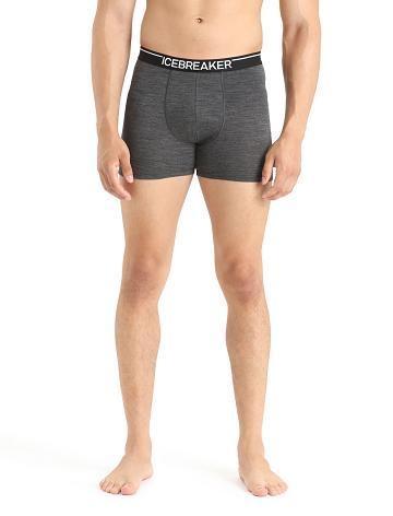 Pánské Spodní Prádlo Icebreaker Merino Anatomica Boxers Černé Šedé | CZ 1631VRWD